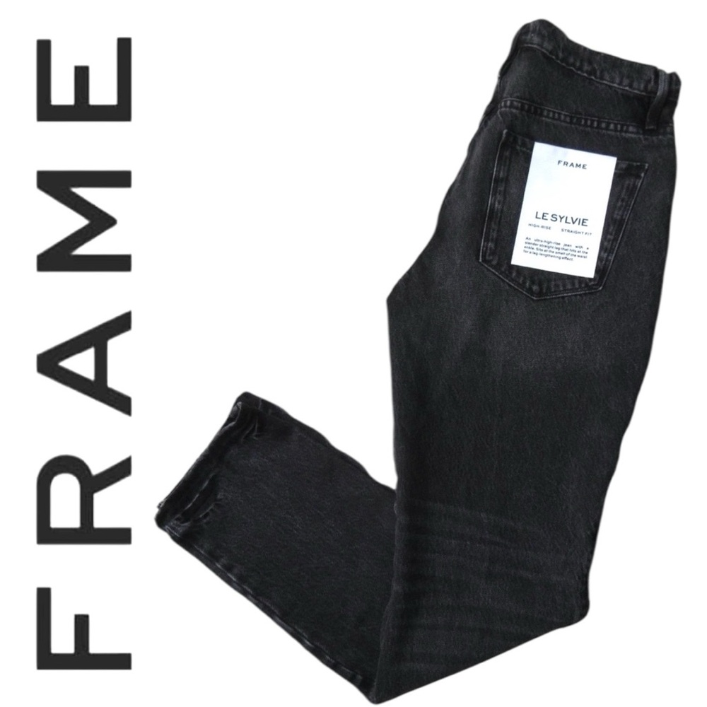 FRAME LE SYLVIE JEANS, SZ-30, BLACK, WILKINSON RIPS, Brand New! - Picture 3 of 16